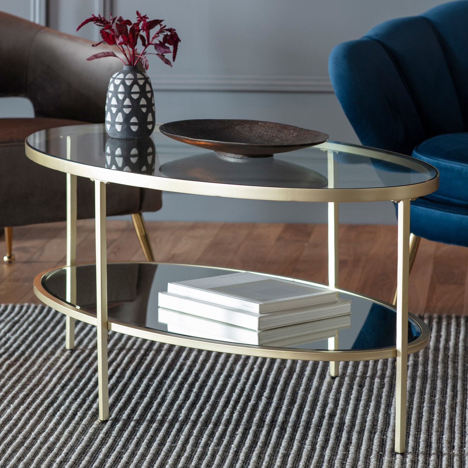 Read more about Hudson glass coffee table in champagne caspian house